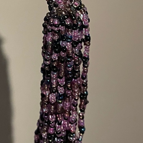 Purple multi-strand beaded long necklace - Picture 3 of 4